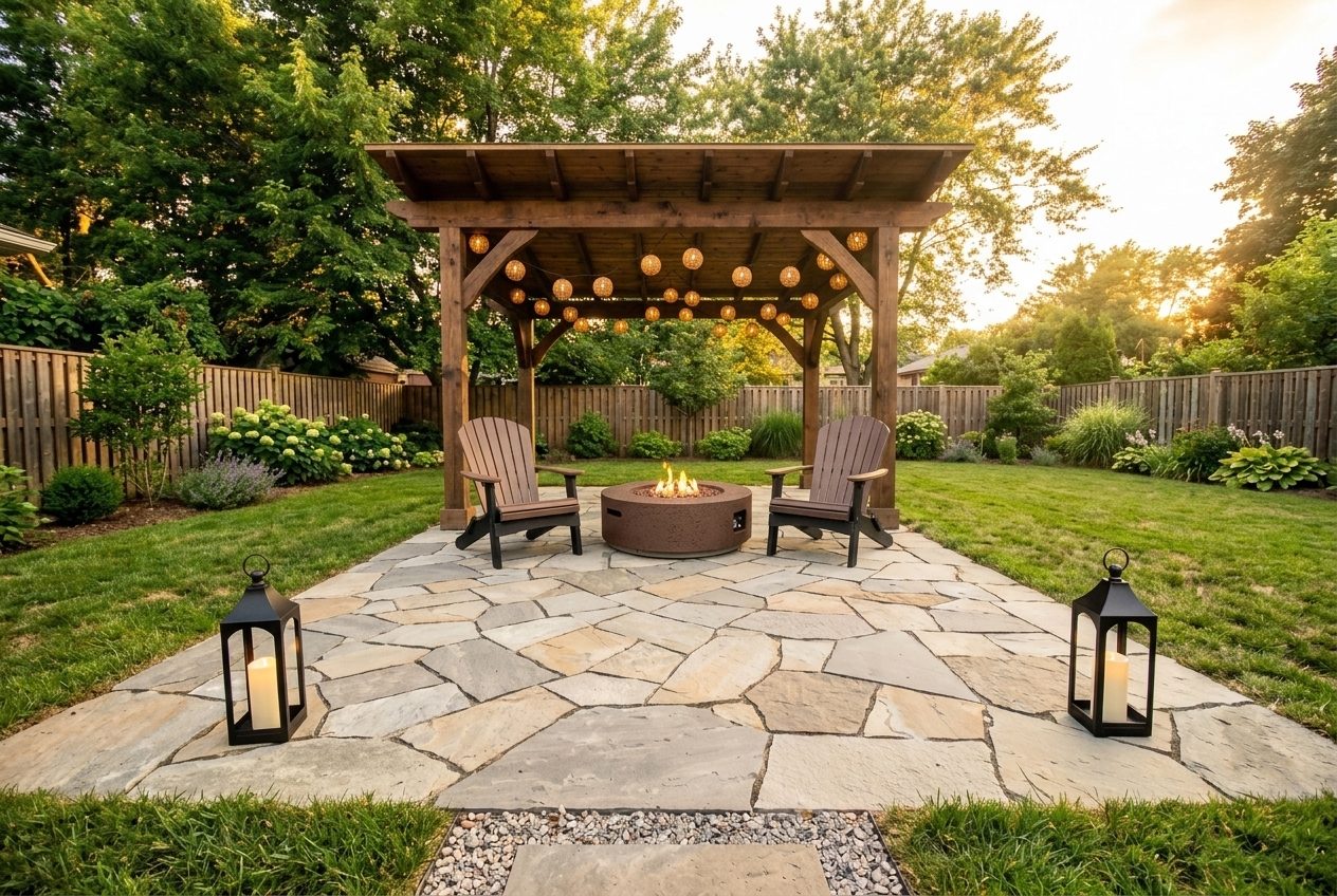 Backyard after — Cozy evenings redesign with real products