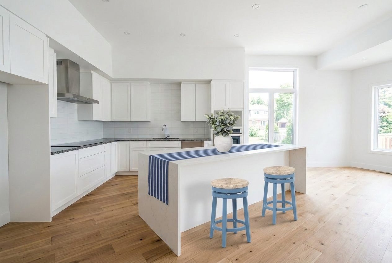 Kitchen after — Coastal redesign with real products