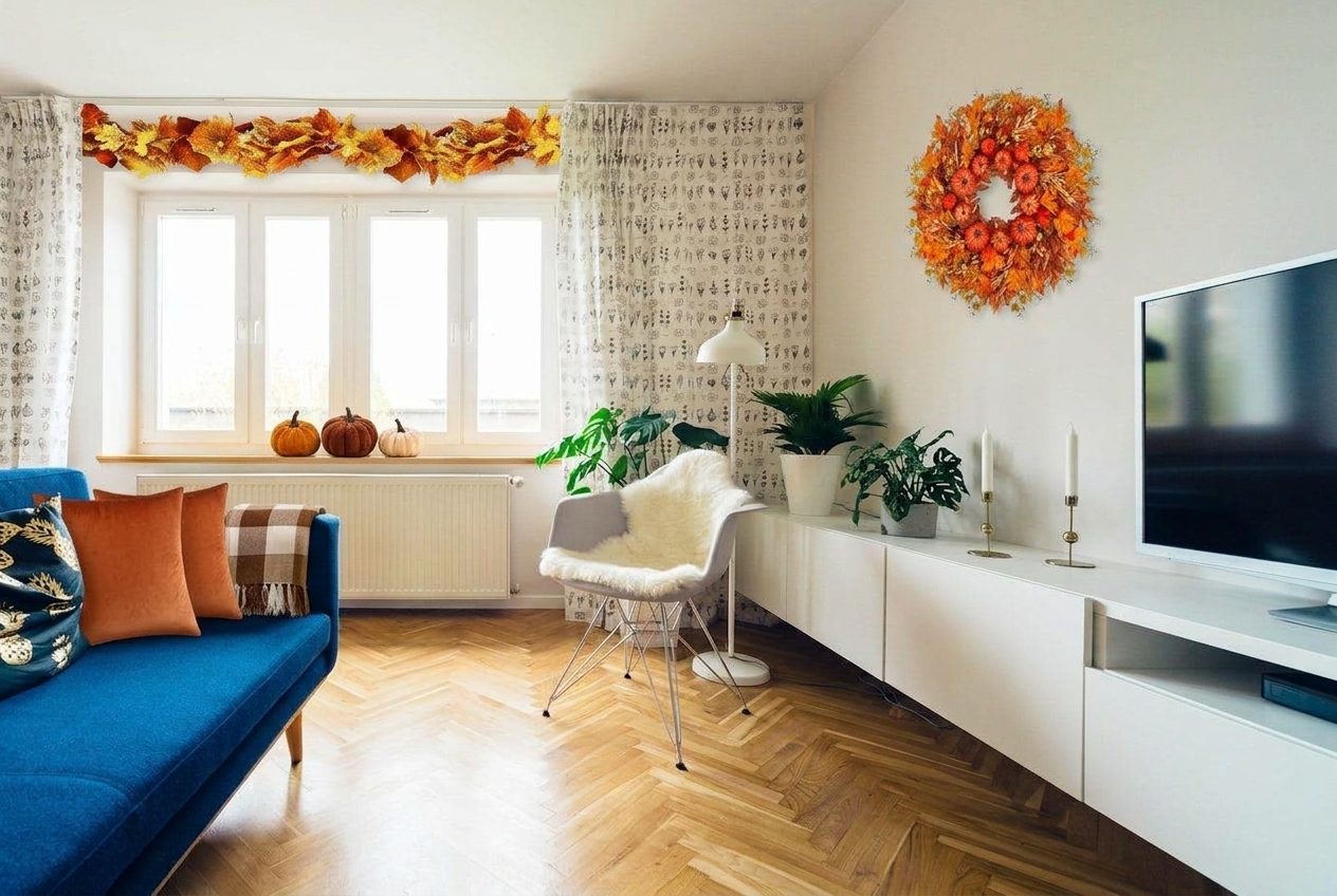 Living room after — Fall redesign with real products