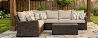 Signature Design by Ashley Brook Ranch Outdoor Sectional, 3-Piece Patio Furniture Set with Rust-Free Aluminum Frame, L Shaped Resin Wicker C
