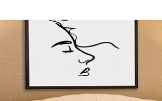 Minimalist Line Art Lovers Black White Wall Art Fine Art Canvas Prints Posters Pictures For Bedroom Living Room Romantic Couples Art For Mod