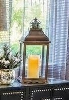 Hosley 15" Clear Glass Iron Lantern - Large Black Classic Style, Decorative Candle Holder for Weddings, Parties, Aromatherapy, Spa, LED Cand