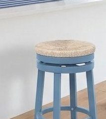 Home Square 3 Piece Solid Wood Swivel Rush Counter Stool Set in Navy Blue : Home & Kitchen