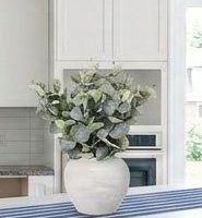 43cm Euculyptus Pot with artificial plant in Grey Rustic Ceramic Vase