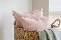 Foindtower Decorative Linen Fringe Throw Pillow Covers 22×22 Light Pink | Set of 2 Modern Boho Farmhouse Cushion Cover,Soft Accent Pillowcas