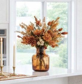 Dried Rose Arrangement in Wavy Glass Vase