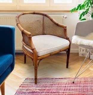 Mid-Century Modern Hollywood Regency Faux Bamboo Cane Lounge Chair, 1950s