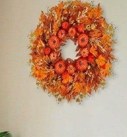 Uieke 28 Inch Fall Wreath for Front Door Outside Large Artificial Autumn Wreath with Orange Red Pumpkins Maple Leaves Berries Fall Decoratio