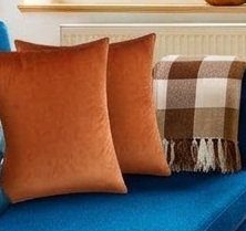 Mixhug Set of 2 Cozy Velvet Square Decorative Throw Pillow Covers for Couch and Bed, Burnt Orange, 18 x 18 Inches